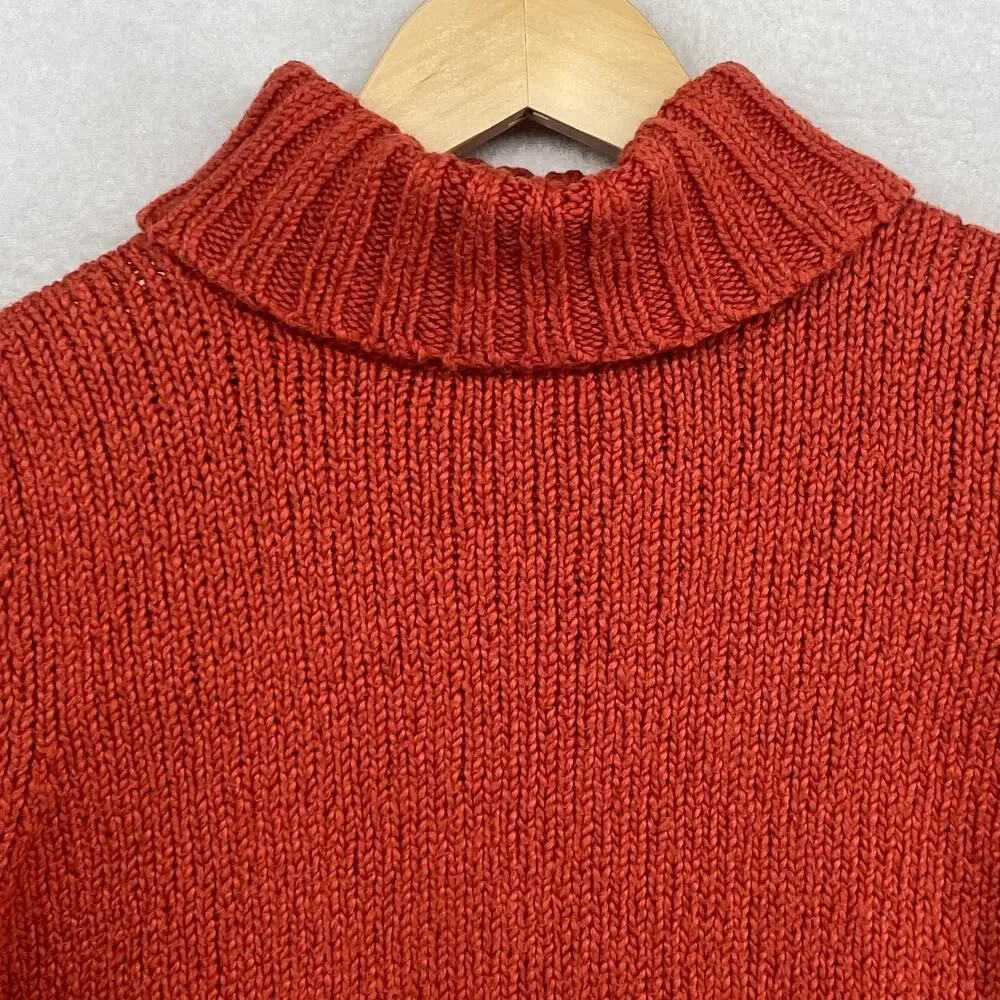EILEEN FISHER Sweater PP Organic Cotton Chunky Turtleneck Pullover Jumper Orange